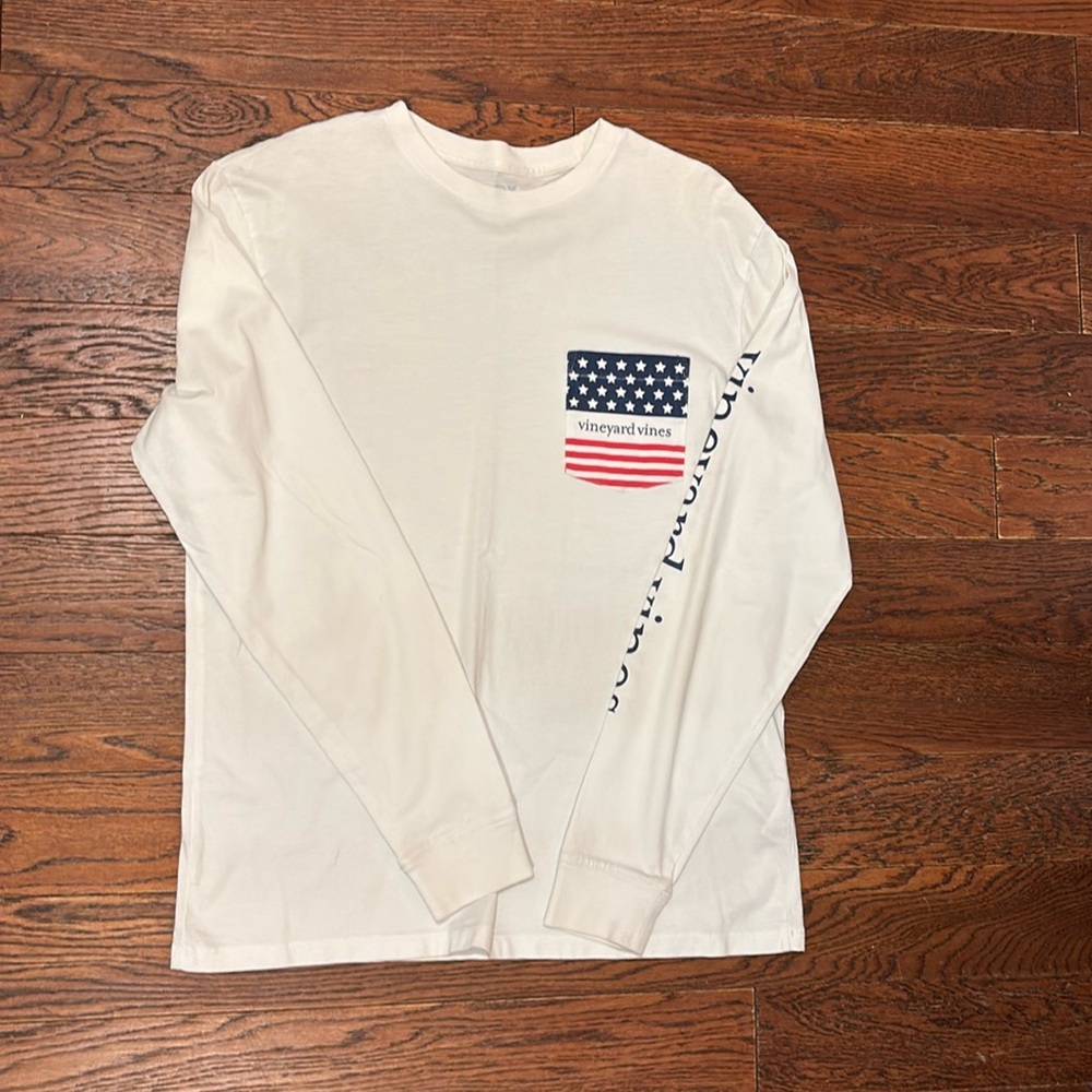 Vineyard Vines - Long Sleeved Patriotic Pocket T-shirt - Men’s Small White